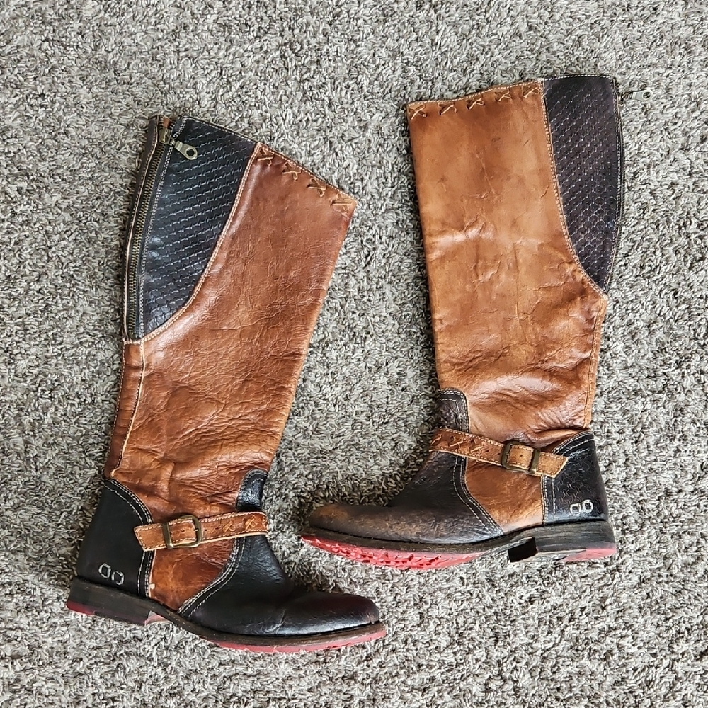 BED|STU Brown and Black Leather Boots